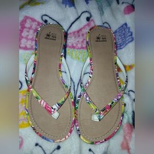 Montego Bay Club Red and Pink Sandals Vibrant Summer Style